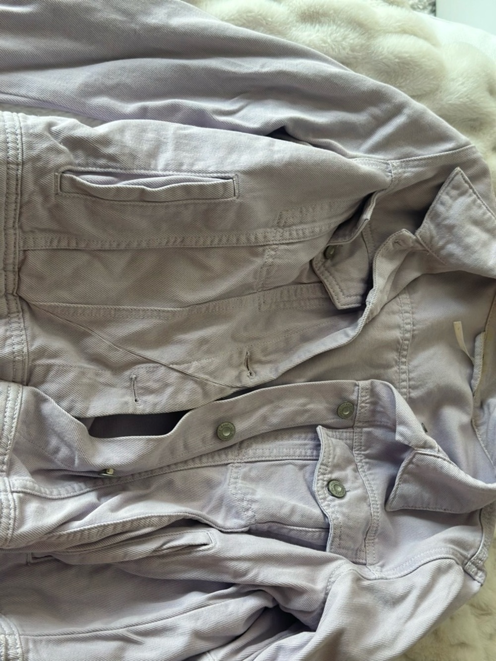 Free People Light Lavender Button-Front Jean Jacket